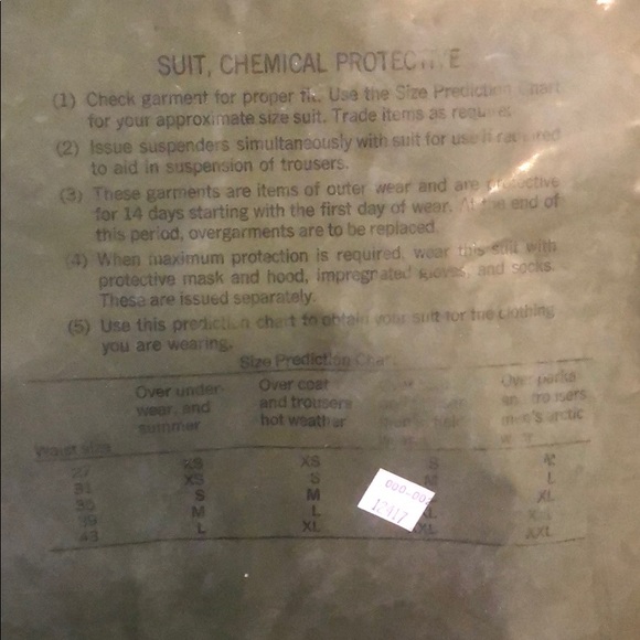 NEW PPE Covid 19 ARMY Chemical Protective Suit M - Picture 6 of 6
